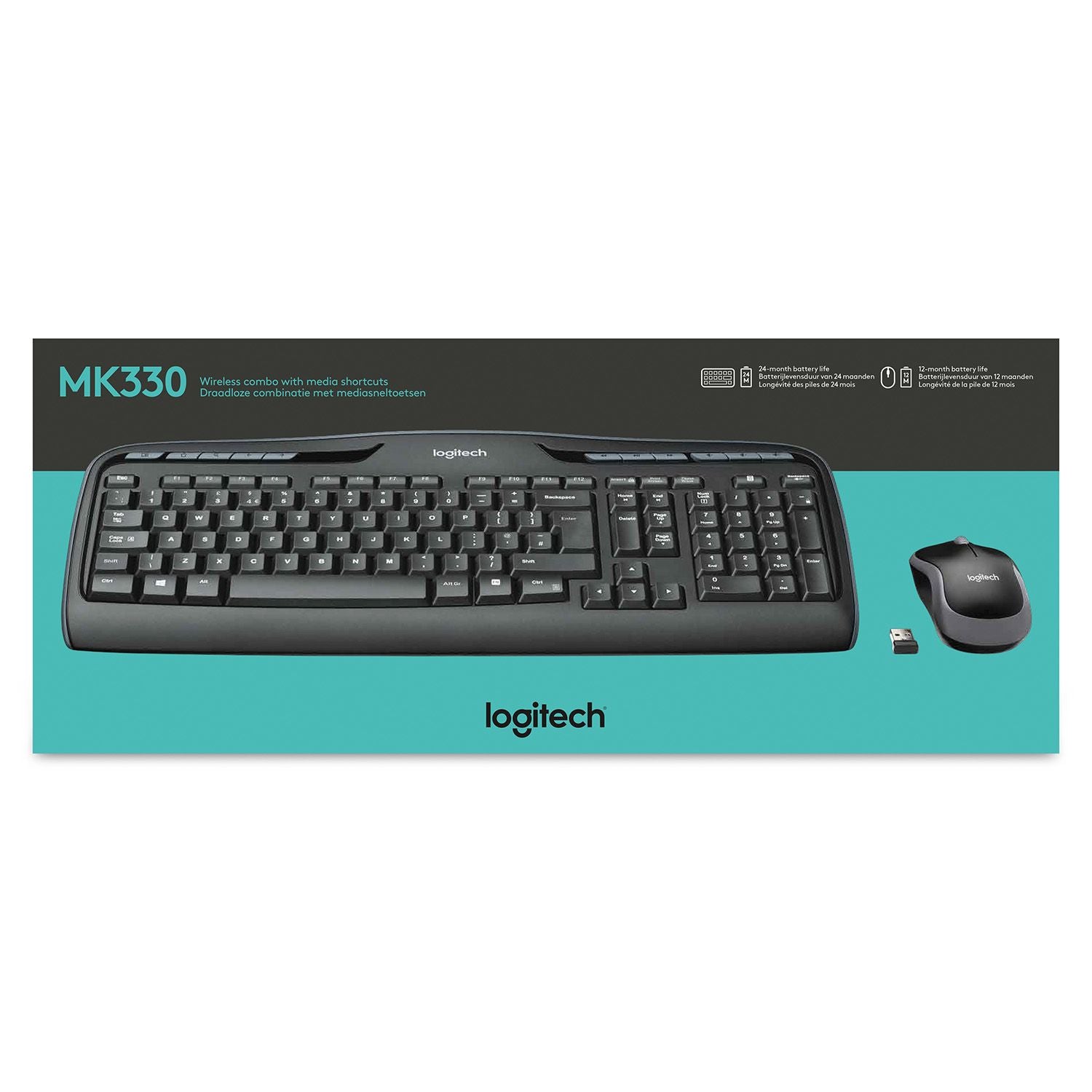 Logitech Wireless Combo MK330 clavier Souris incluse RF sans fil AZERTY Belge Noir Logitech