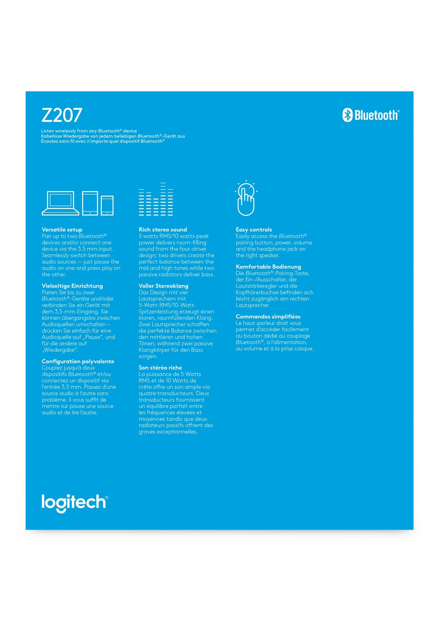 Logitech Z207 Blanc Avec fil &sans fil 5 W Logitech