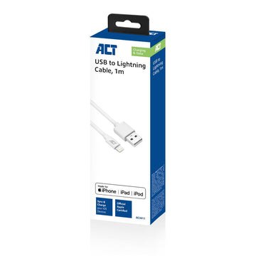 ACT AC3011 Câble Lightning 1 m Blanc ACT
