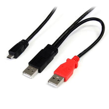 StarTech.com USB2HAUBY3 câble USB 0,3 m USB 2.0 Micro-USB B 2 x USB A Noir StarTech.com