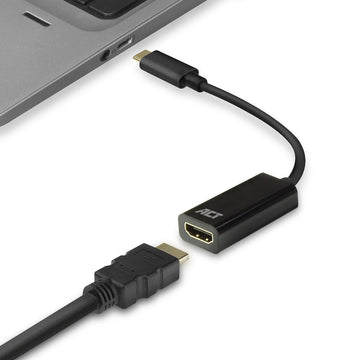ACT AC7305 câble vidéo et adaptateur 0,15 m USB Type-C HDMI Type A (Standard) Noir ACT
