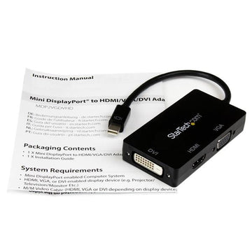 StarTech.com MDP2VGDVHD câble vidéo et adaptateur 0,15 m Mini DisplayPort DVI-D + VGA (D-Sub) + HDMI Noir StarTech.com