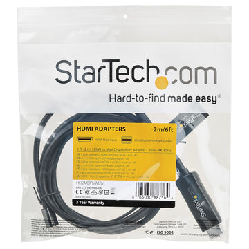 StarTech.com HD2MDPMM2M câble vidéo et adaptateur 2 m HDMI Type A (Standard) Mini DisplayPort Noir StarTech.com