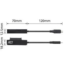 ACT AC1525 cable gender changer USB Type-C SATA 7-pin + 15pin Noir ACT