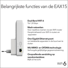 NETGEAR AX1800 4-Stream WiFi 6 Mesh Extender (EAX15) Répéteur réseau Blanc 10, 100, 1000 Mbit/s Netgear