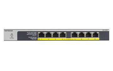 NETGEAR GS108LP Non-géré Gigabit Ethernet (10/100/1000) Connexion Ethernet, supportant l'alimentation via ce port (PoE) 1U Noir, Gris Netgear
