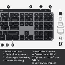 Logitech MX Keys f/ Mac clavier RF sans fil + Bluetooth QWERTZ Suisse Gris