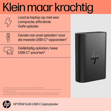HP Chargeur pour ordinateur portable 65 W GaN USB-C