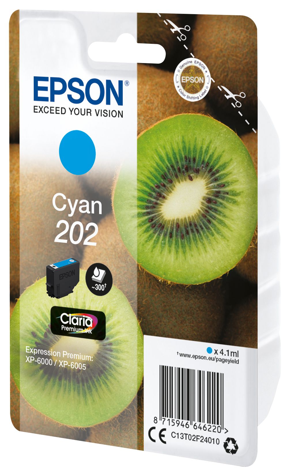 Epson Kiwi 202 cartouche d'encre 1 pièce(s) Original Rendement standard Cyan Epson