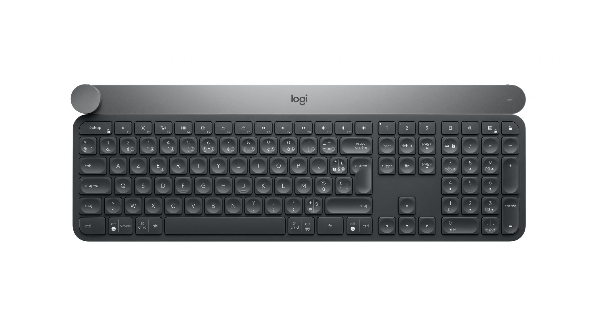 Logitech Craft Advanced keyboard with creative input dial clavier RF sans fil + Bluetooth AZERTY Belge Noir, Gris Logitech