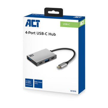 ACT AC7070 hub & concentrateur USB 3.2 Gen 2 (3.1 Gen 2) Type-C 1000 Mbit/s Gris ACT