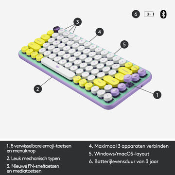 Logitech POP Keys Wireless Mechanical Keyboard With Emoji Keys clavier Bluetooth QWERTY Anglais Couleur menthe Logitech