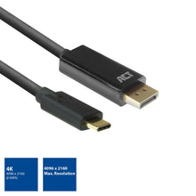 ACT AC7325 câble vidéo et adaptateur 2 m USB Type-C DisplayPort Noir ACT