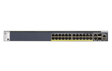NETGEAR M4300-28G-PoE+ Géré L3 Gigabit Ethernet (10/100/1000) Connexion Ethernet, supportant l'alimentation via ce port (PoE) 1U Noir