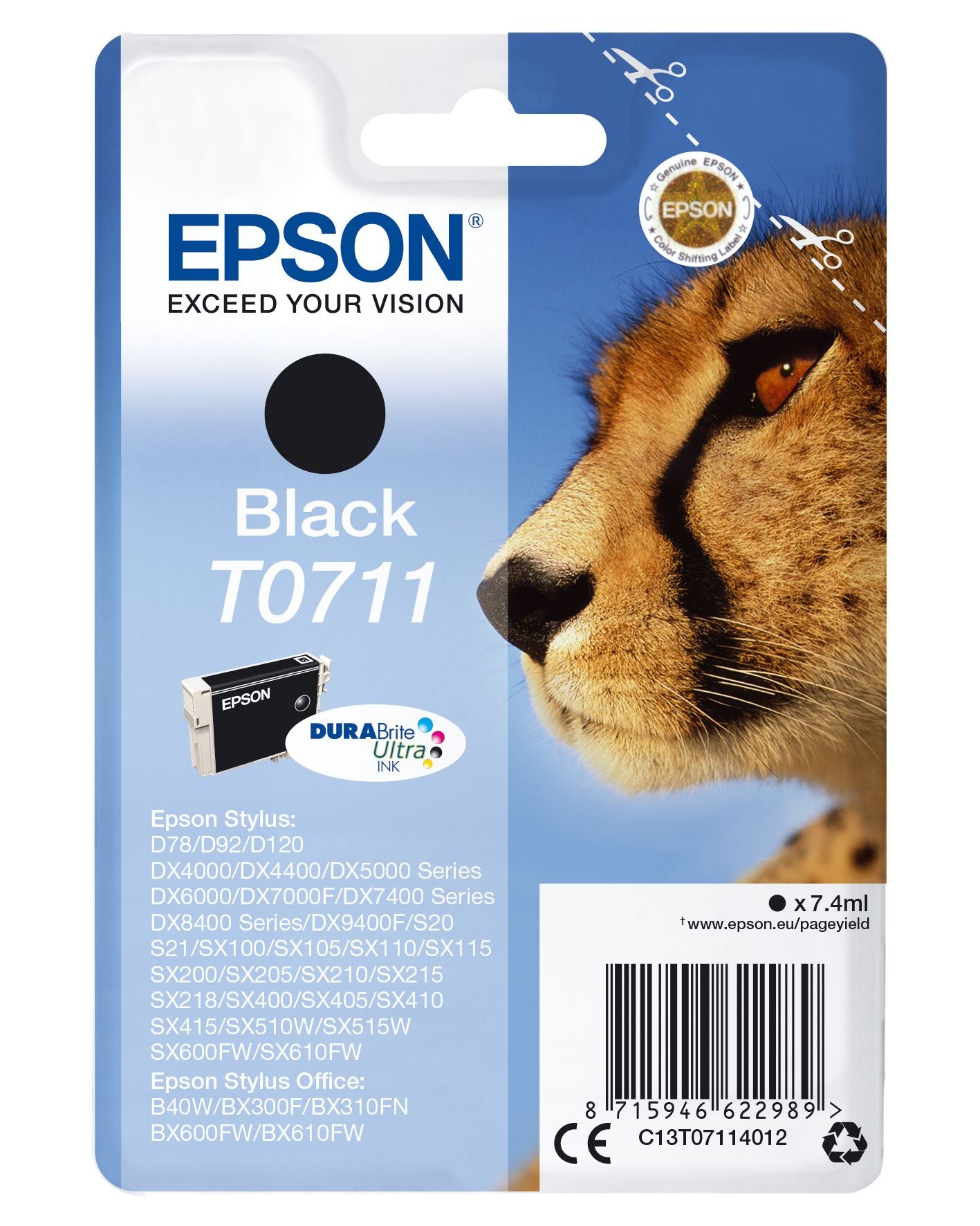 Epson T0711 cartouche d'encre 1 pièce(s) Original Noir Epson