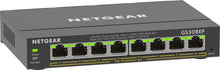 NETGEAR 8-Port Gigabit Ethernet PoE+ Plus Switch (GS308EP) Géré L2/L3 Gigabit Ethernet (10/100/1000) Connexion Ethernet, supportant l'alimentation via ce port (PoE) Noir Netgear