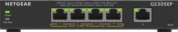NETGEAR 5-Port Gigabit Ethernet PoE+ Plus Switch (GS305EP) Géré L2/L3 Gigabit Ethernet (10/100/1000) Connexion Ethernet, supportant l'alimentation via ce port (PoE) Noir Netgear