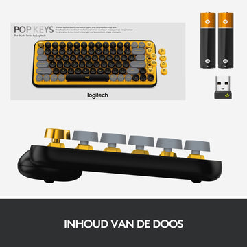 Logitech POP Keys Wireless Mechanical Keyboard With Emoji Keys clavier Bluetooth QWERTY Anglais Jaune Logitech