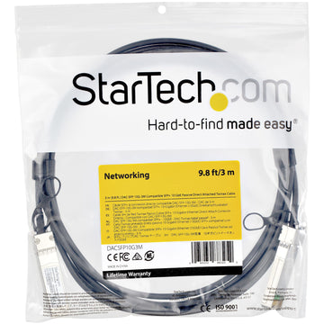 StarTech.com DACSFP10G3M câble de fibre optique 3 m SFP Noir StarTech.com