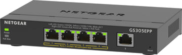 NETGEAR 5-Port Gigabit Ethernet High-Power PoE+ Plus Switch (GS305EPP) Géré L2/L3 Gigabit Ethernet (10/100/1000) Connexion Ethernet, supportant l'alimentation via ce port (PoE) Noir Netgear