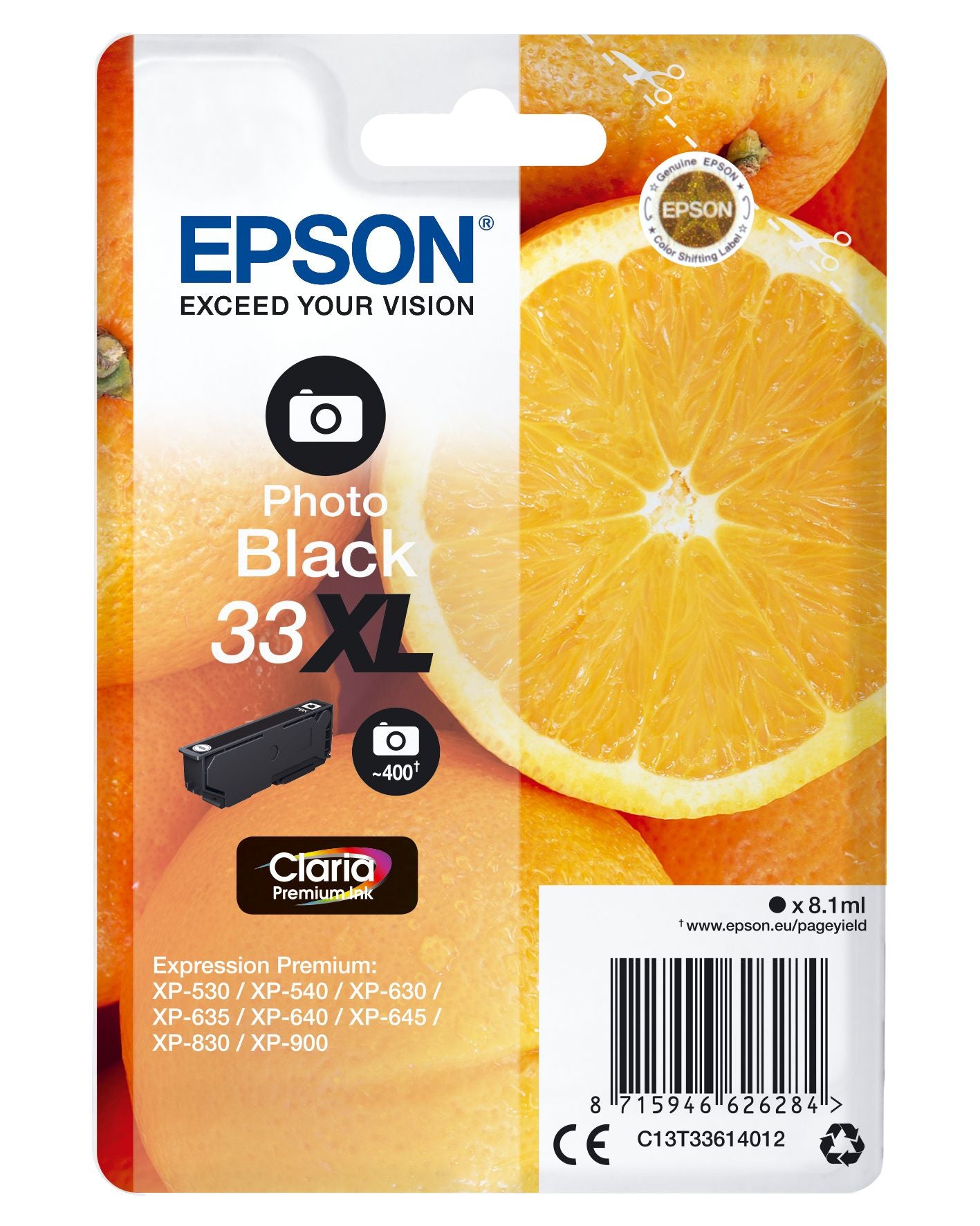 Epson Oranges C13T33614012 cartouche d'encre 1 pièce(s) Original Rendement élevé (XL) Photo noire Epson