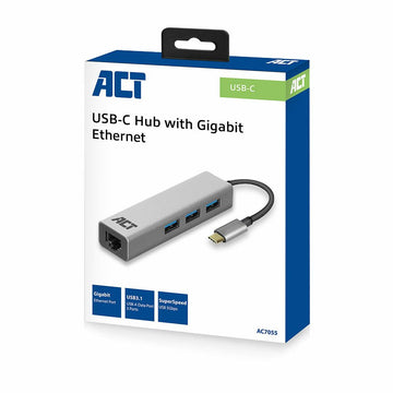 ACT AC7055 hub & concentrateur USB 3.2 Gen 1 (3.1 Gen 1) Type-C 5000 Mbit/s Gris ACT