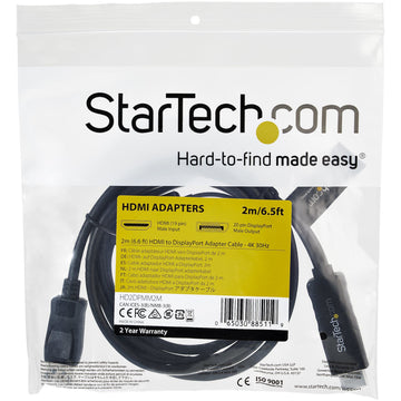 StarTech.com HD2DPMM2M câble vidéo et adaptateur 2 m HDMI Type A (Standard) DisplayPort Noir StarTech.com