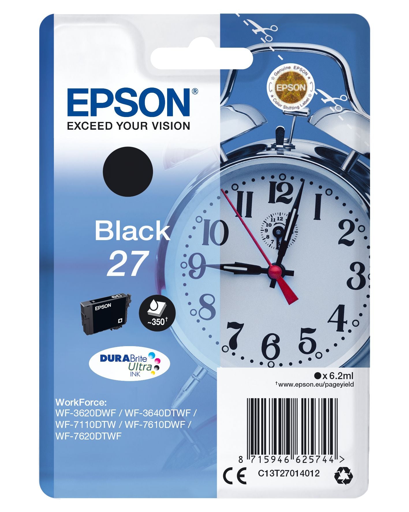 Epson Alarm clock C13T27014012 cartouche d'encre 1 pièce(s) Original Rendement standard Noir Epson