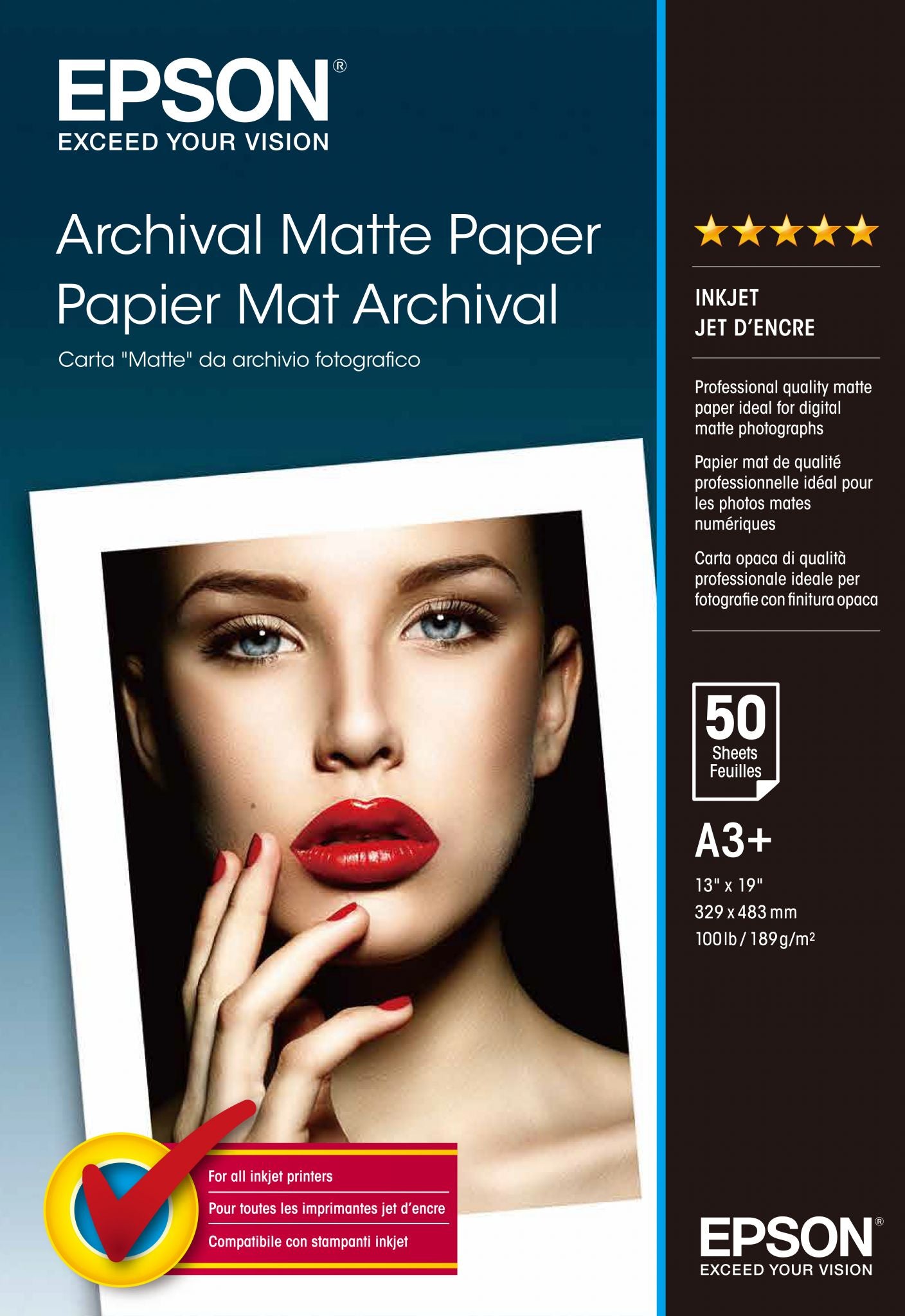 Epson Archival Matte Paper papier jet d'encre A3+ (330x483 mm) Mat 50 feuilles Blanc Epson