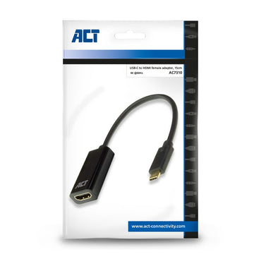ACT AC7310 câble vidéo et adaptateur 0,15 m USB Type-C HDMI Type A (Standard) Noir ACT