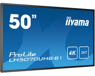 iiyama LH5070UHB-B1 Signage Display Panneau plat de signalisation numérique 125,7 cm (49.5") VA 700 cd/m² 4K Ultra HD Noir Intégré dans le processeur Android 9.0 24/7 iiyama