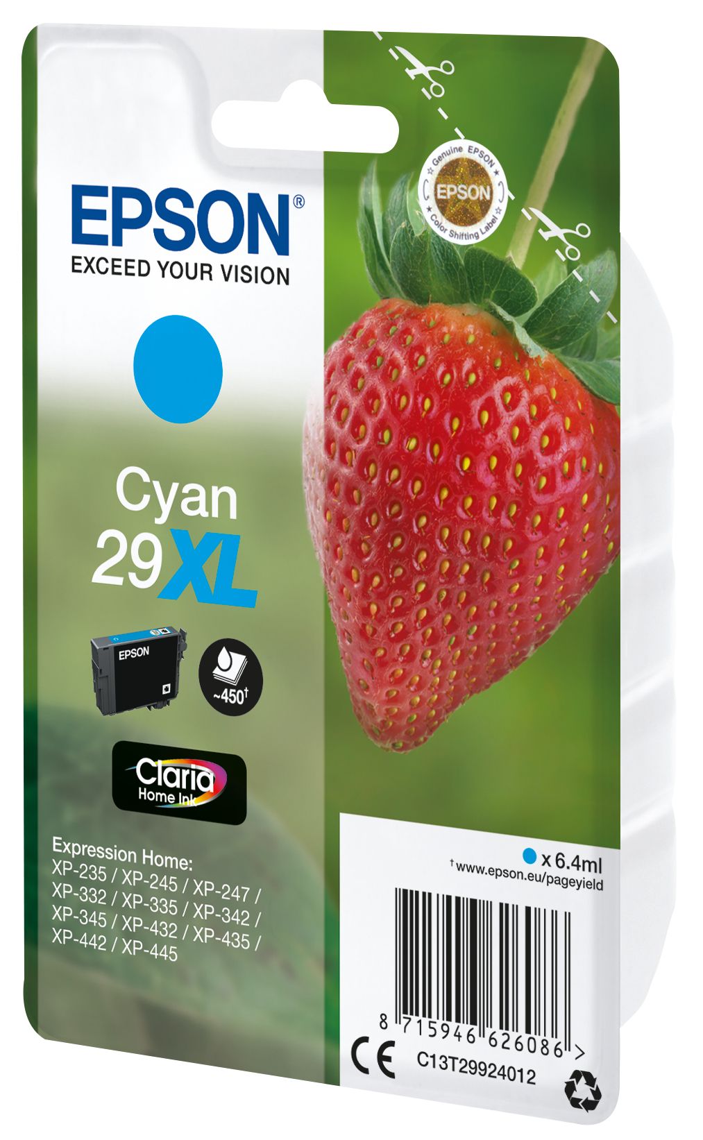 Epson Strawberry C13T29924012 cartouche d'encre 1 pièce(s) Original Rendement élevé (XL) Cyan Epson