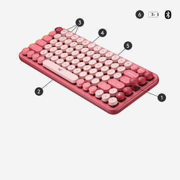 Logitech POP Keys Wireless Mechanical Keyboard With Emoji Keys clavier Bluetooth QWERTY Anglais Rose Logitech