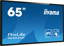 iiyama T6562AS-B1 Signage Display Écran plat interactif 163,8 cm (64.5") IPS 500 cd/m² 4K Ultra HD Noir Écran tactile Intégré dans le processeur Android 8.0 24/7 iiyama