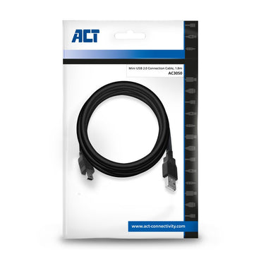 ACT AC3050 câble USB 1,8 m USB 2.0 USB A Mini-USB B Noir ACT