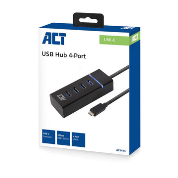 ACT AC6415 hub & concentrateur USB 3.2 Gen 1 (3.1 Gen 1) Type-C 5000 Mbit/s Noir ACT