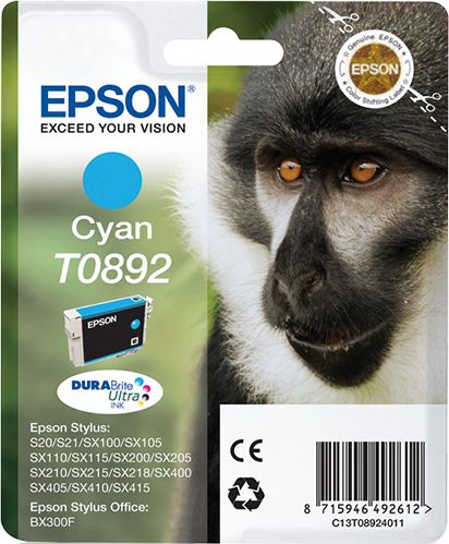 Epson Monkey T0892 cartouche d'encre 1 pièce(s) Original Cyan Epson
