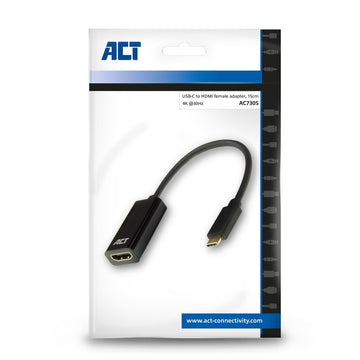 ACT AC7305 câble vidéo et adaptateur 0,15 m USB Type-C HDMI Type A (Standard) Noir ACT