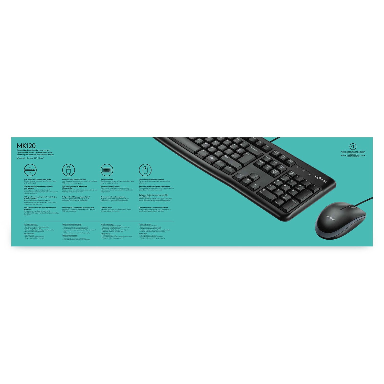 Logitech Desktop MK120 clavier Souris incluse USB AZERTY Belge Noir Logitech