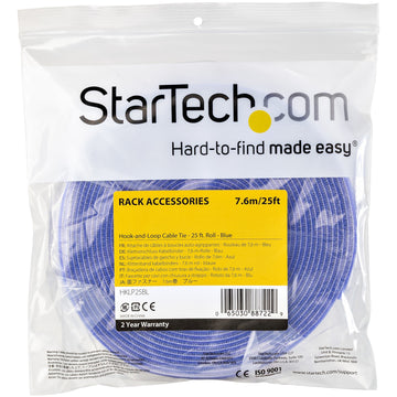 StarTech.com HKLP25BL serre-câbles Attache-câbles à crochets et à boucles Nylon Bleu 1 pièce(s) StarTech.com