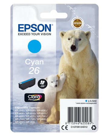 Epson Polar bear C13T26124012 cartouche d'encre 1 pièce(s) Original Rendement standard Cyan Epson