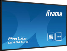 iiyama LE4341S-B1 Signage Display Écran plat de signalisation numérique 108 cm (42.5") LCD 350 cd/m² Full HD Noir 18/7