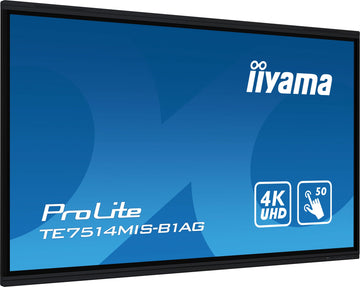 iiyama TE7514MIS-B1AG Signage Display Écran plat interactif 190,5 cm (75") LCD Wifi 435 cd/m² 4K Ultra HD Noir Écran tactile Intégré dans le processeur Android 24/7