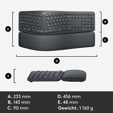 Logitech Ergo K860 clavier RF sans fil + Bluetooth US International Graphite