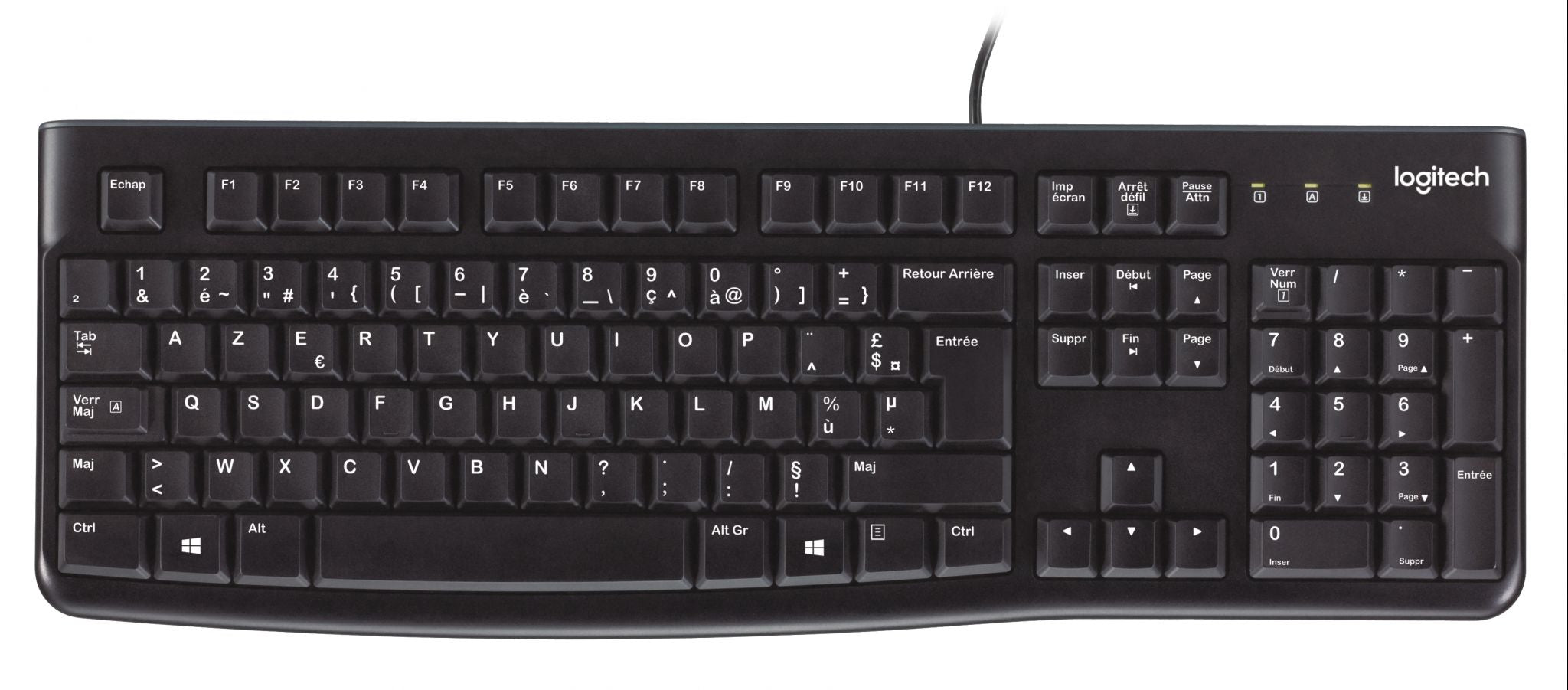 Logitech K120 Corded Keyboard clavier USB AZERTY Belge Noir Logitech