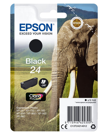 Epson Elephant C13T24214012 cartouche d'encre 1 pièce(s) Original Rendement standard Noir Epson