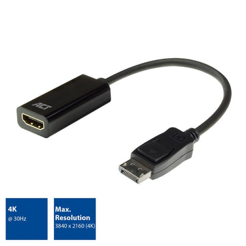ACT AC7555 câble vidéo et adaptateur 0,15 m DisplayPort HDMI Type A (Standard) Noir ACT