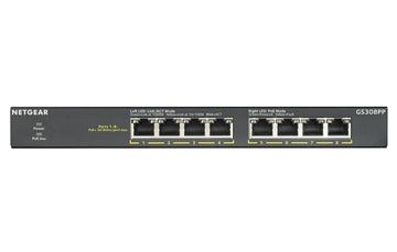 NETGEAR GS308PP Non-géré Gigabit Ethernet (10/100/1000) Connexion Ethernet, supportant l'alimentation via ce port (PoE) Noir Netgear