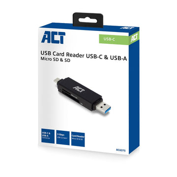 ACT AC6375 lecteur de carte mémoire USB 3.2 Gen 1 (3.1 Gen 1) Noir ACT