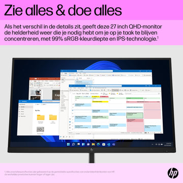 HP E27q G5 écran plat de PC 68,6 cm (27") 2560 x 1440 pixels Quad HD LCD Noir, Argent